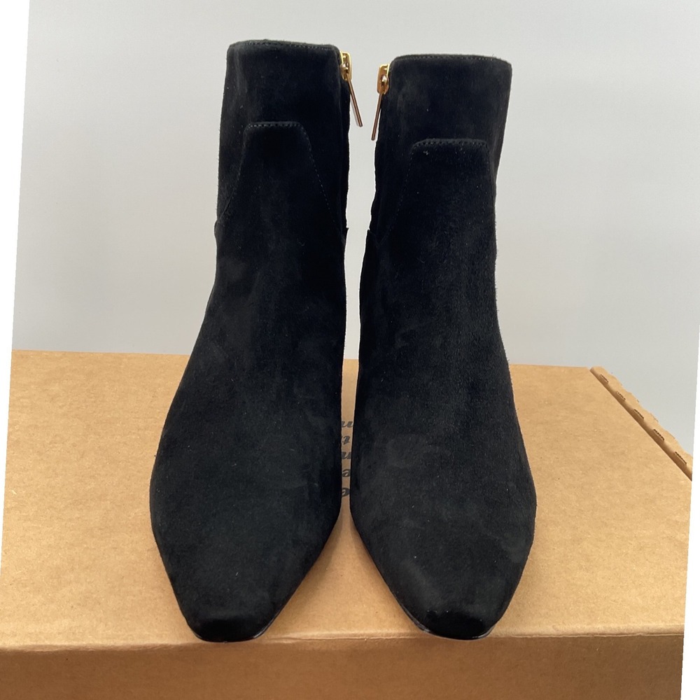 Veronica Beard Black Suede Pointed Toe Kitten Heel Ankle Boots Size 6.5M